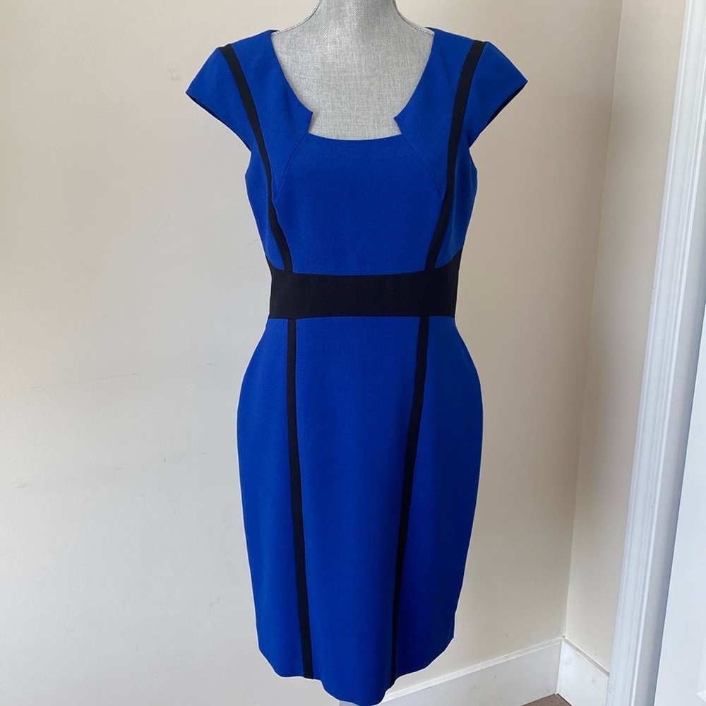 Tahari Sleeveless Shift Dress Royal Blue Size 6 Petite Office Career